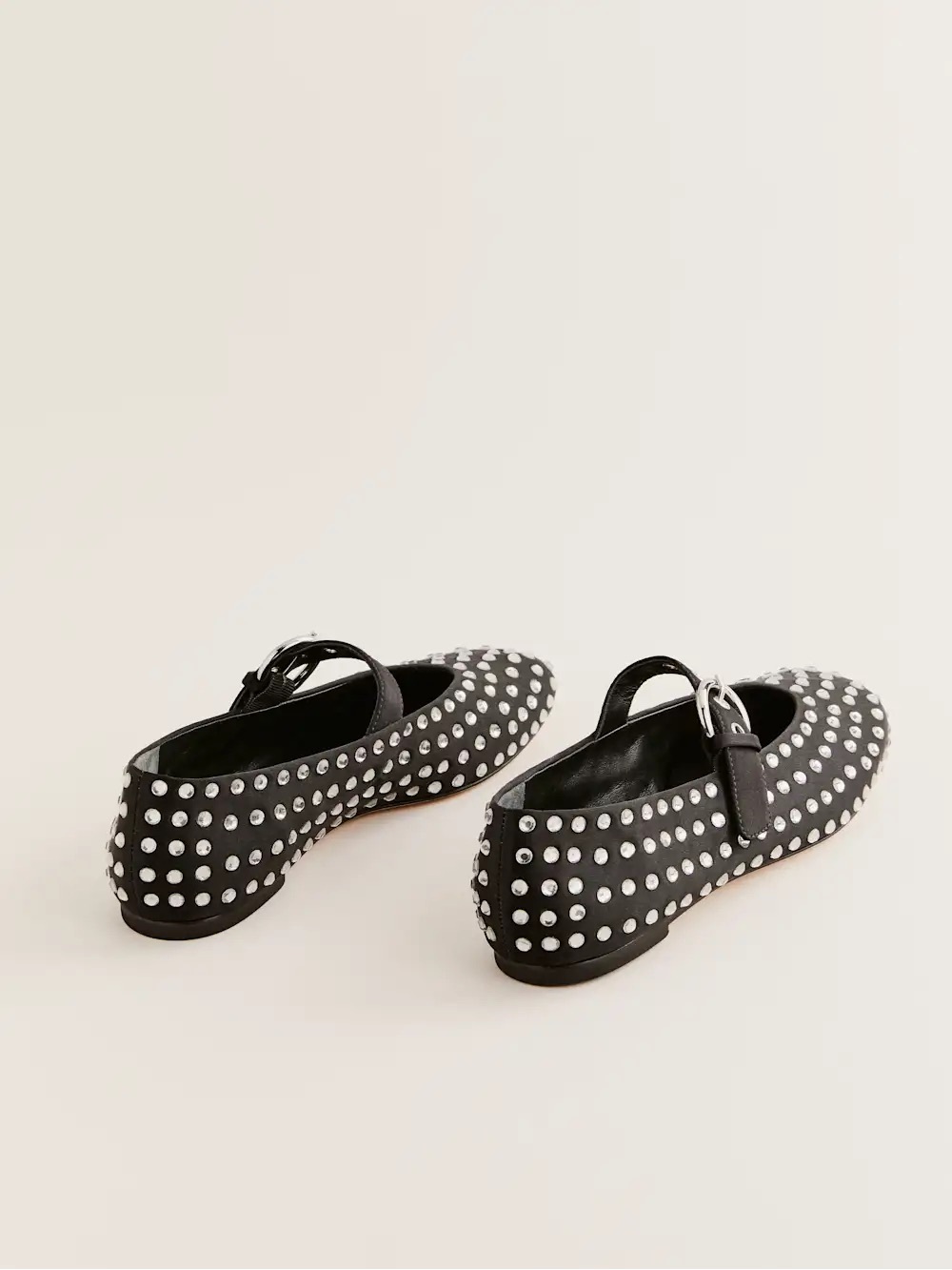 Reformation • Bethany Ballet Flat mary jane black silk rhinestone crystal stud - Picture 14 of 14
